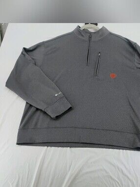 Ariat Gray Quarter-Zip Sweater with Red Logo
